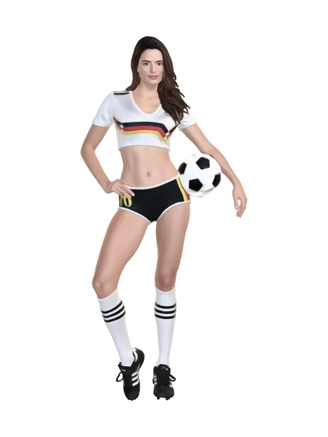 German Flag Soccer Outfit Pose 3D model, vytvořený pomocí AI
