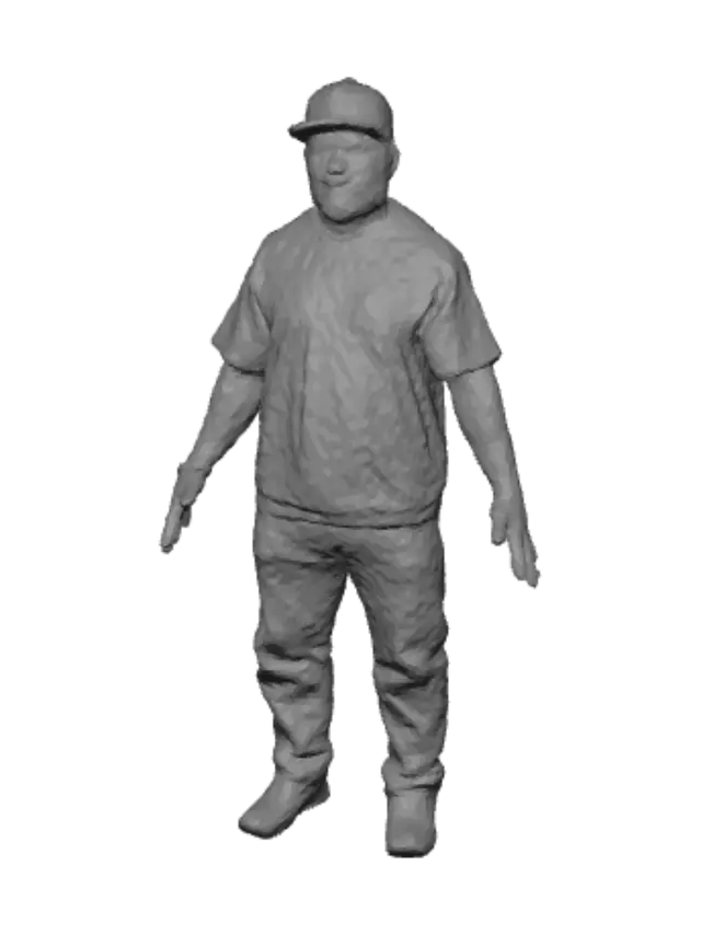3D model for Man in Beige T-Shirt in a Parking Lot