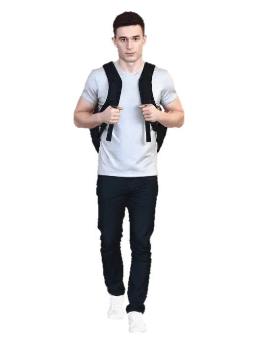 Man with Backpack - Photography 3D model, vytvořený pomocí AI