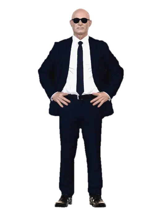 Confident Executive in a Navy Suit 3D model, vytvořený pomocí AI