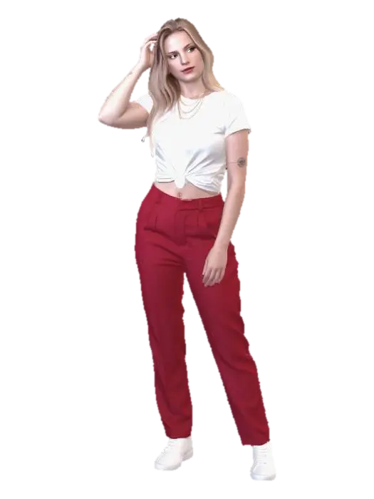 Crimson Trousers, White Tee - Pretty 3D model, vytvořený pomocí AI