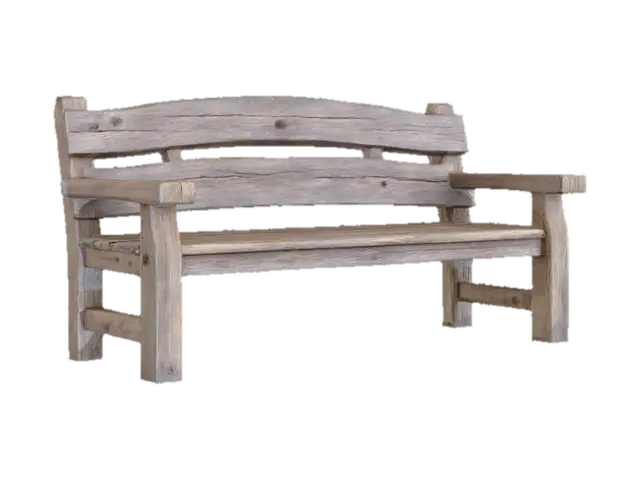 Modelong 3D na wooden bench - Natural, ginawa ng AI