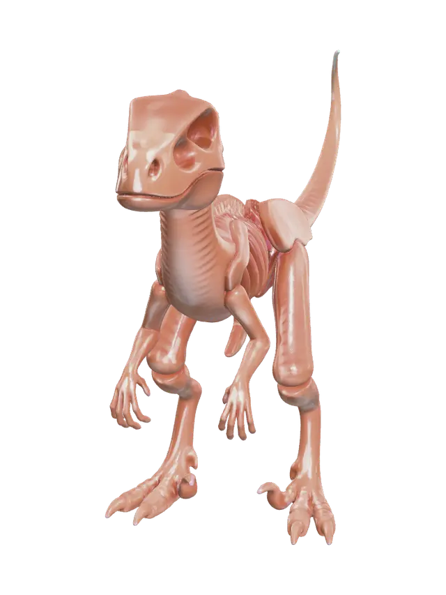 Low-Poly Velociraptor Skeleton - Rex 3D model, vytvořený pomocí AI