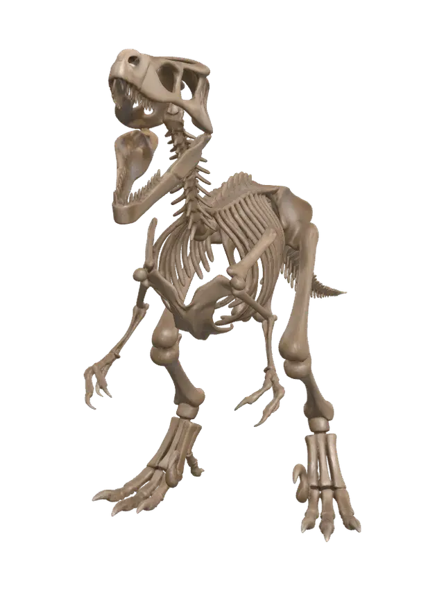 Ornate Velociraptor Skeleton - Fossil 3D model, vytvořený pomocí AI