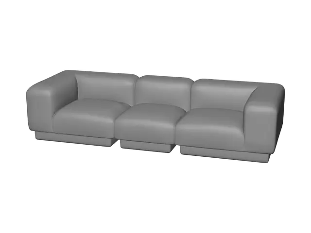 3D model for Beige Three-Seat Modular Sofa