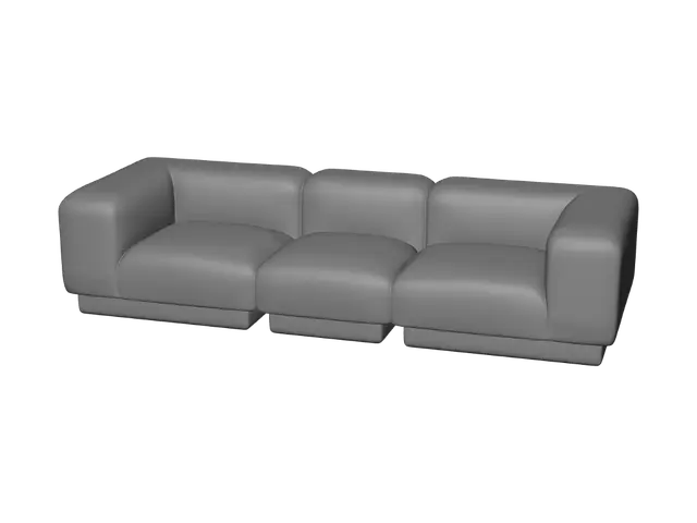 3D model for Beige Three-Seat Modular Sofa
