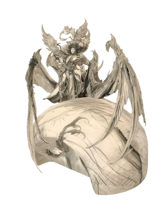 Dragon over the World Egg 3D model, vytvořený pomocí AI