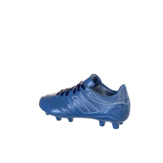 3D model for a pair of modern football cleats, Bluelock style, dark blue, sleek aerodynamic design