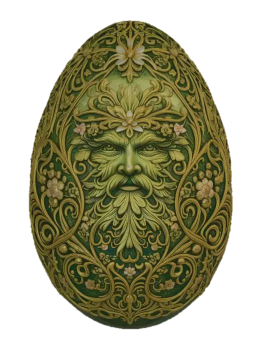 Verdant Oracle Egg, #EasterEgg2026# - Greenman 3D model, vytvořený pomocí AI
