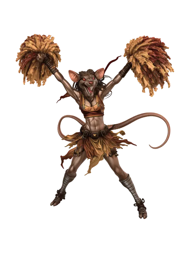 Autumn Rat Cheerleader 3D model, vytvořený pomocí AI