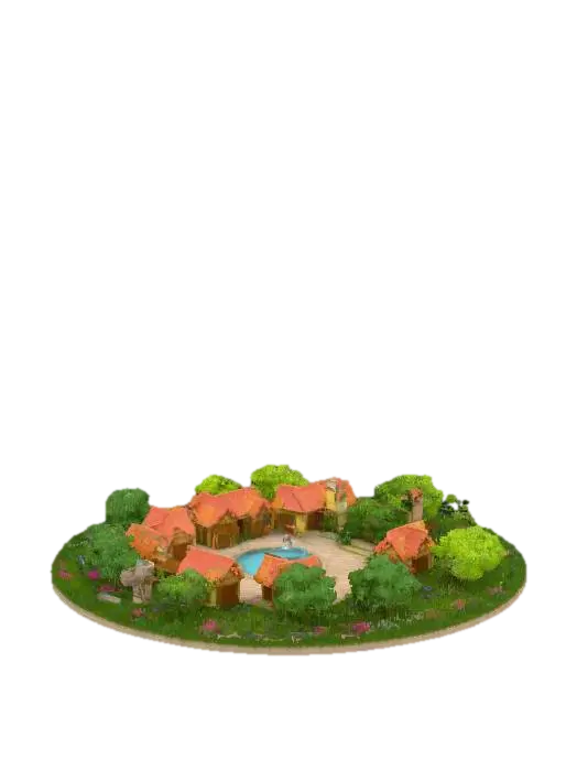 Modèle 3D 🌿 Central Garden – A vibrant green space with flowers, trees, and a peaceful fountain… - Pathways, généré par IA