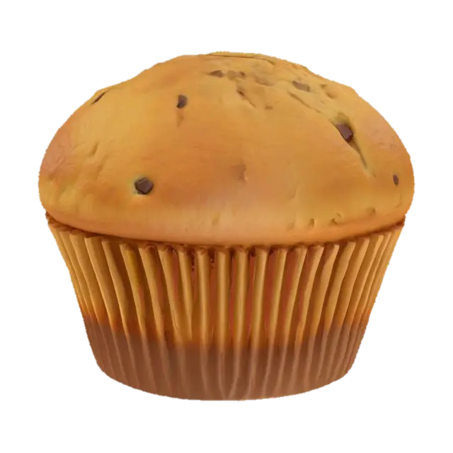 3D model for A low poly muffin with a rounded top and paper base. Minimal detail, no chocolate chips or frosting. Fits well in cozy and clean coffee shop games.