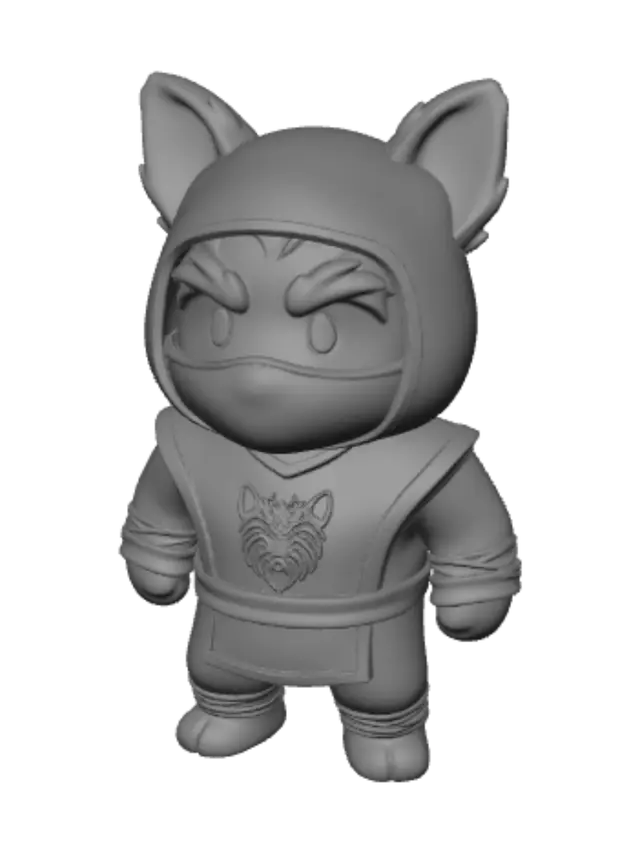 3D model for Ninja Wolf on a Golden Pedestal
