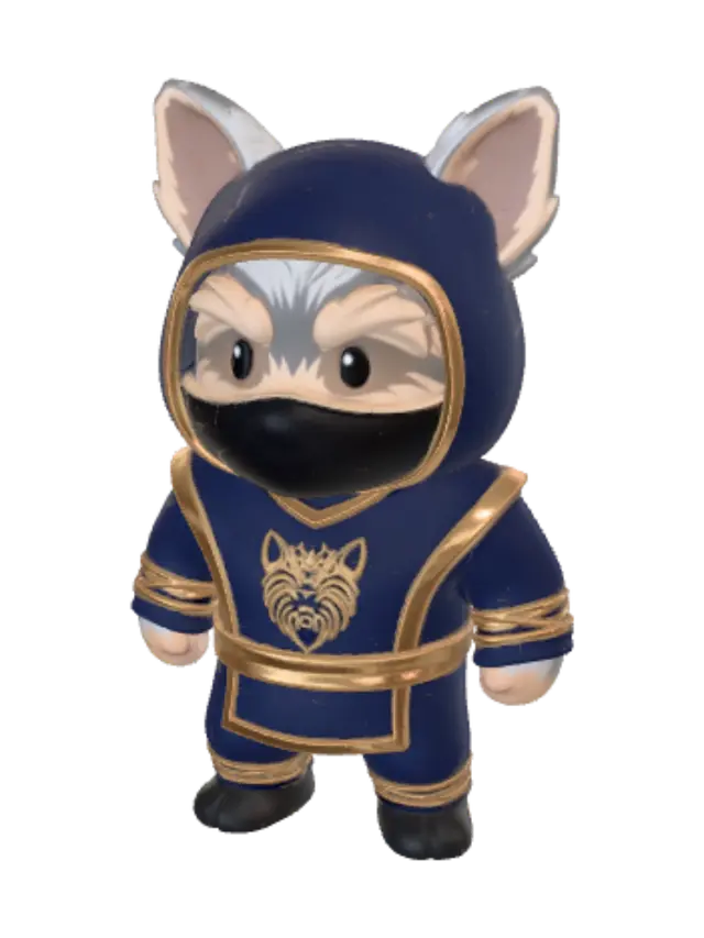 3D model for Ninja Wolf on a Golden Pedestal