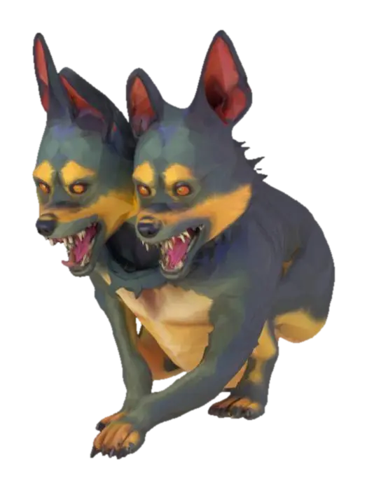 monster, lowpoly, dog, two head - Twohead AI 생성 3D 모델