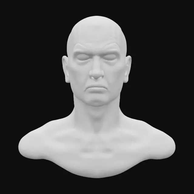 3D model for Ultra-realistic bust 3D man. 8K PBR textures, visible fabric grain, natural skin pores, lighting optimized for cinematic close-up rendering. close eyes. game ready. photogrammetry