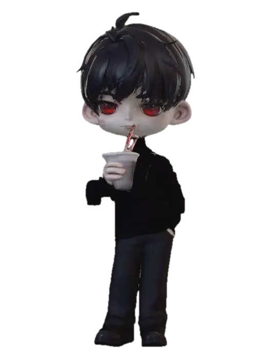 Modello 3D Crimson Chibi Sipper - Drinker, generato dall’IA