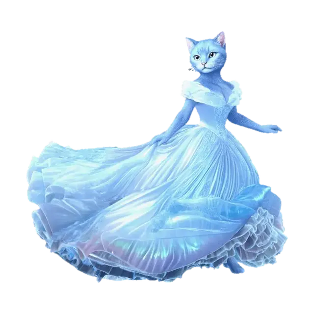 Modello 3D A graceful, human-like figure, resembling Cinderella, boasts a regal cat's head with… - Cathead, generato dall’IA