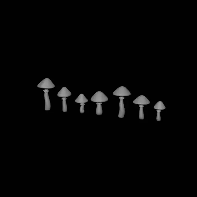 3D model for Rainbow Mushrooms in a Row