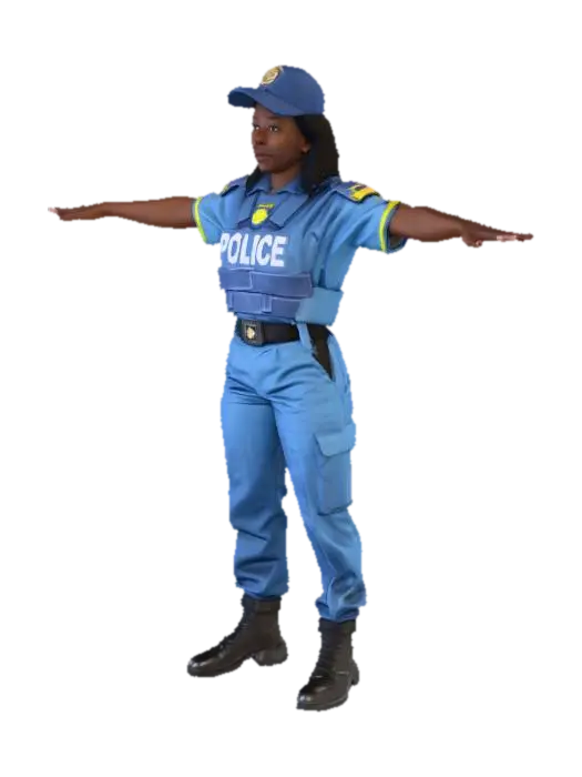 Police Officer Portrait 3D model, vytvořený pomocí AI