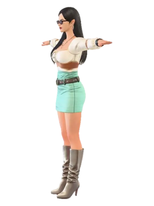 Illustration of a Stylish Woman in Sunglasses 3D model, vytvořený pomocí AI