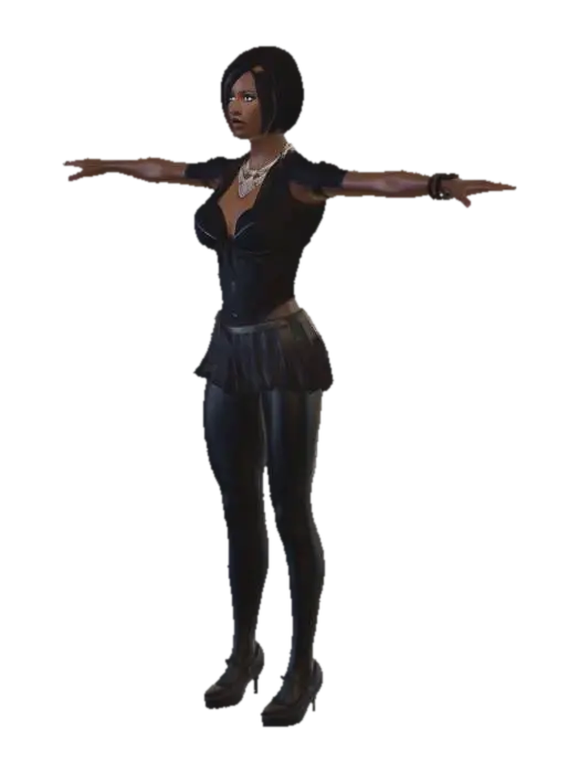 3D Female Model in White Crop Top and Plaid Skirt - Gta 3D model, vytvořený pomocí AI