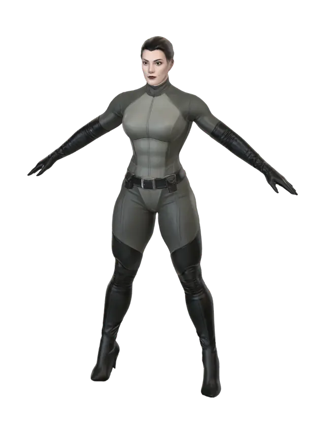3D model for T-pose the upperbody. A-pose the lower body. give character bald/buzzcut hairstyle. Remove Glasses. Remove necklaces/jewelry & earrings.