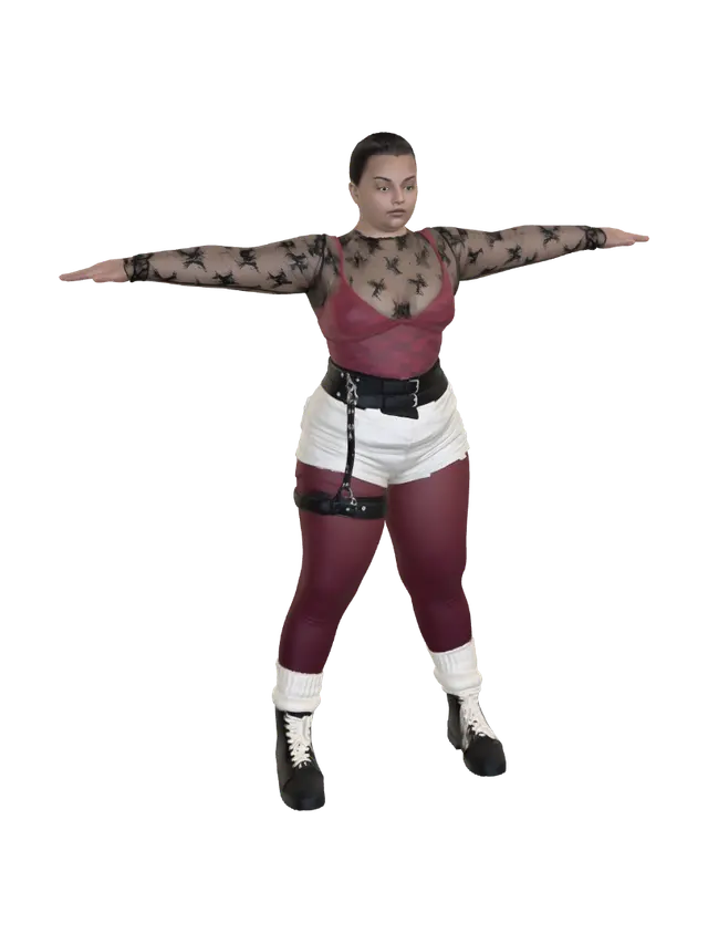 Modello 3D T-pose the upperbody, A-pose the lower body. Give character buzzcut/short hairstyle.…, generato dall’IA