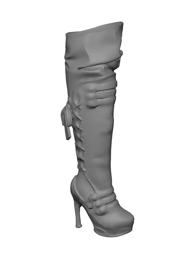 3D model for Embellished Black Leather Thigh-High Boot