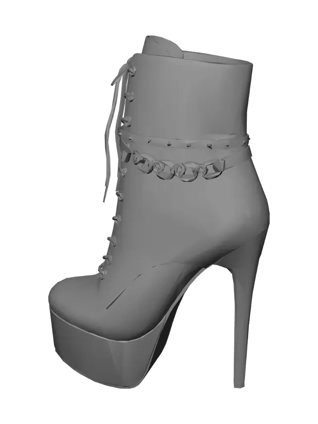 3D model for Luxe Chain Lace-Up Platform Boot