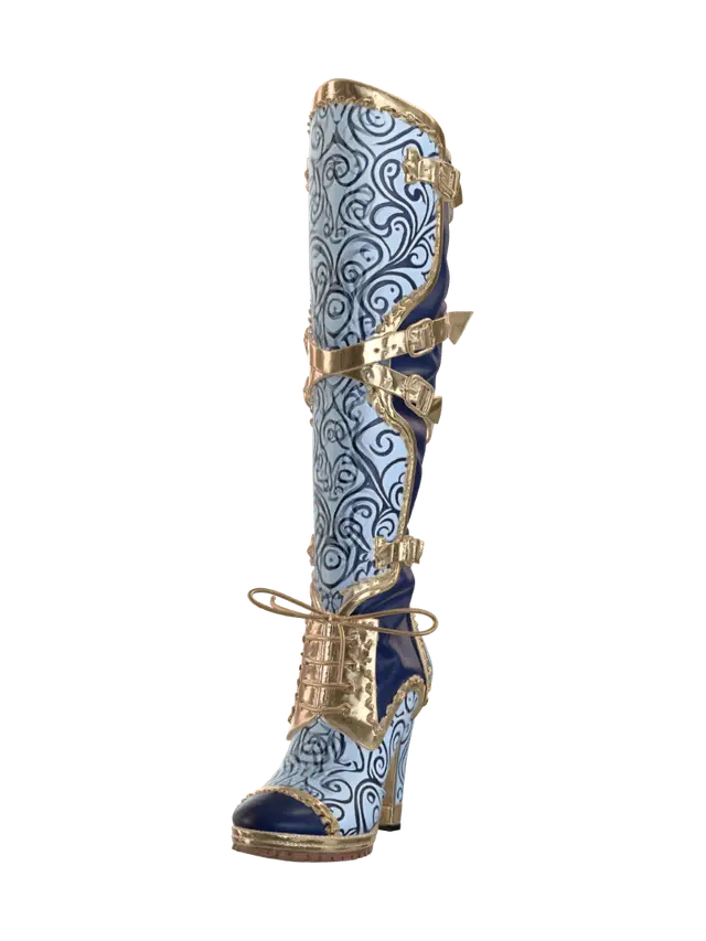 3D model for Gilded Blue Swirl Thigh-High Boot