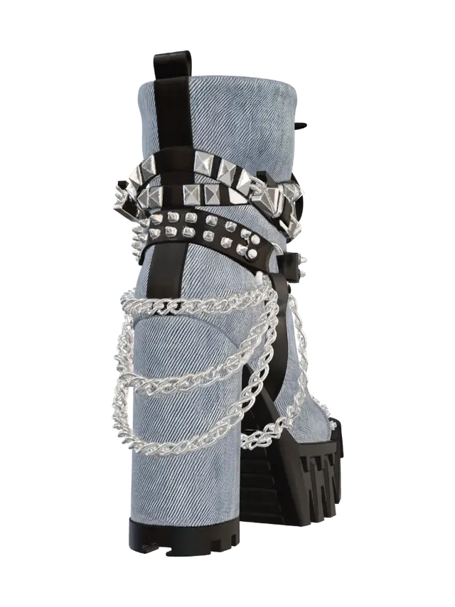 3D model for Studded Denim Platform Boot