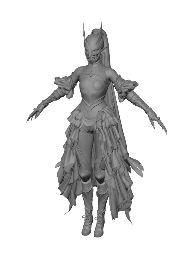 3D model for T-pose the lower body. A-pose the upper body