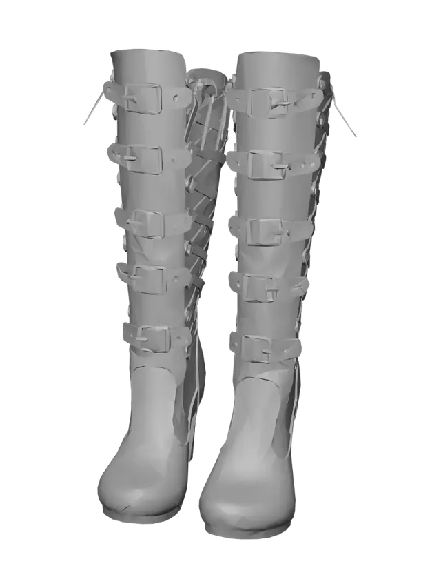 3D model for Gothic Buckle Knee-High Boots