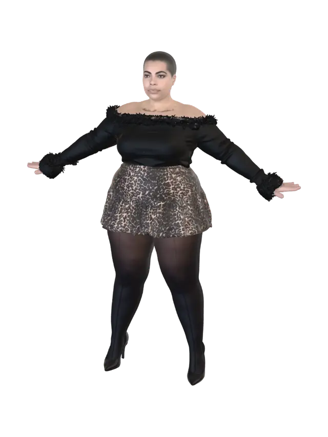 3D model for T-pose the upperbody. A-pose the lower body. Give character buzzcut/short hairstyle. Remove jewelry and earrings.