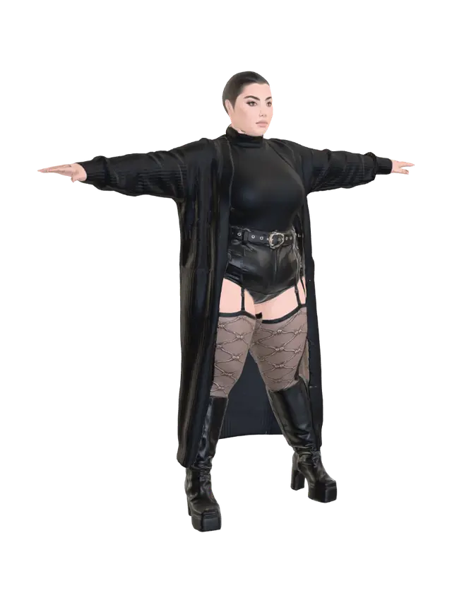 T-pose the upperbody. A-pose the lower body. Give character buzzcut/short… - Baldish 3D model, vytvořený pomocí AI