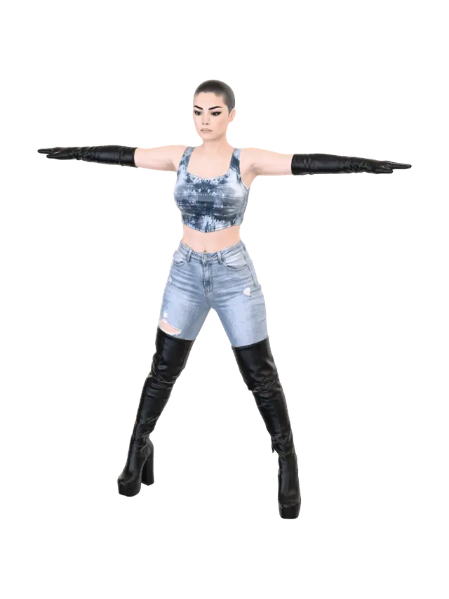 T-pose the upperbody. A-pose the lower body. Give character buzzcut/short… - Baldish 3D model, vytvořený pomocí AI