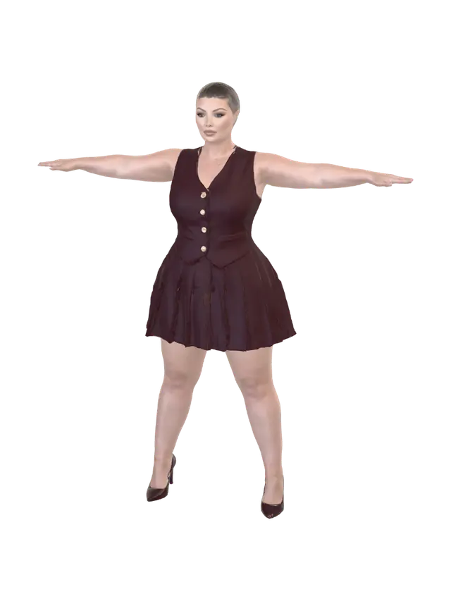 T-pose the upperbody. A-pose the lower body. Give character buzzcut/short… - Baldish 3D model, vytvořený pomocí AI