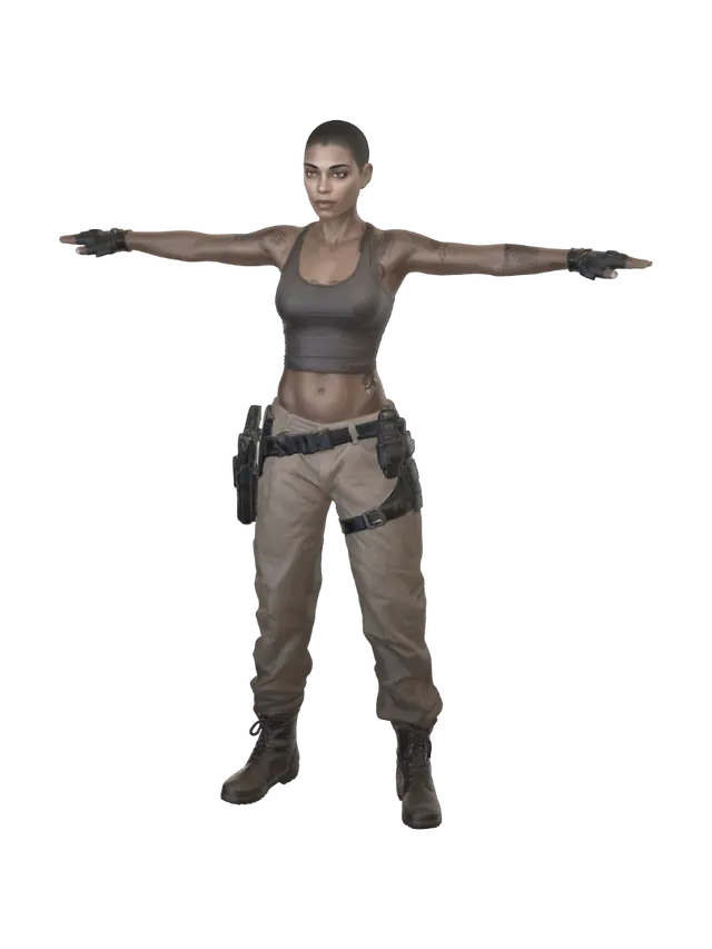 T-pose the upperbody. A-pose the lower body. Give character buzzcut/short… 3D model, vytvořený pomocí AI