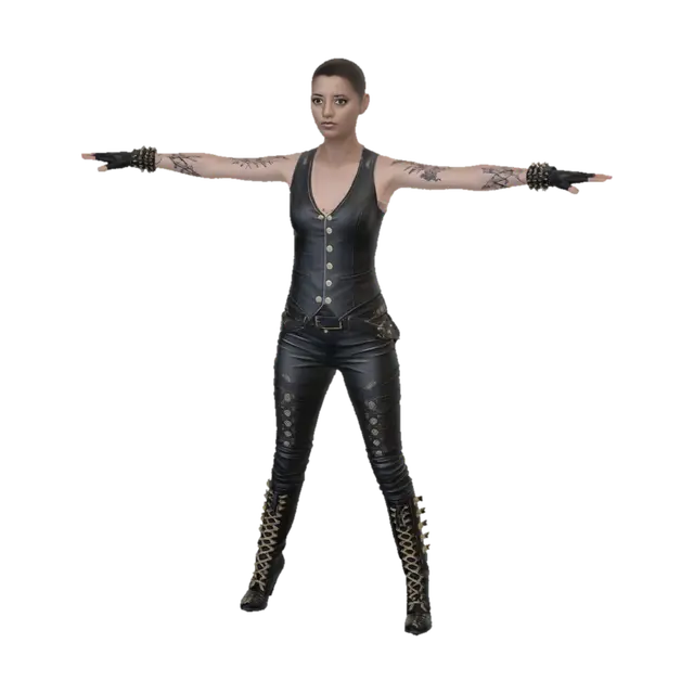 Modello 3D T-pose the upperbody. A-pose the lower body. give character bald/buzzcut hairstyle.…, generato dall’IA