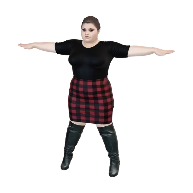 3D model for T-pose the upperbody. A-pose the lower body. Give character a short/buzzcut hairstyle.