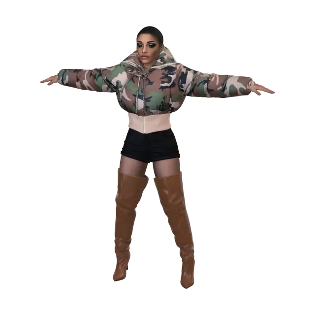 Modello 3D T-pose the upperbody, A-pose the lower body. Give character buzzcut/short hairstyle.…, generato dall’IA