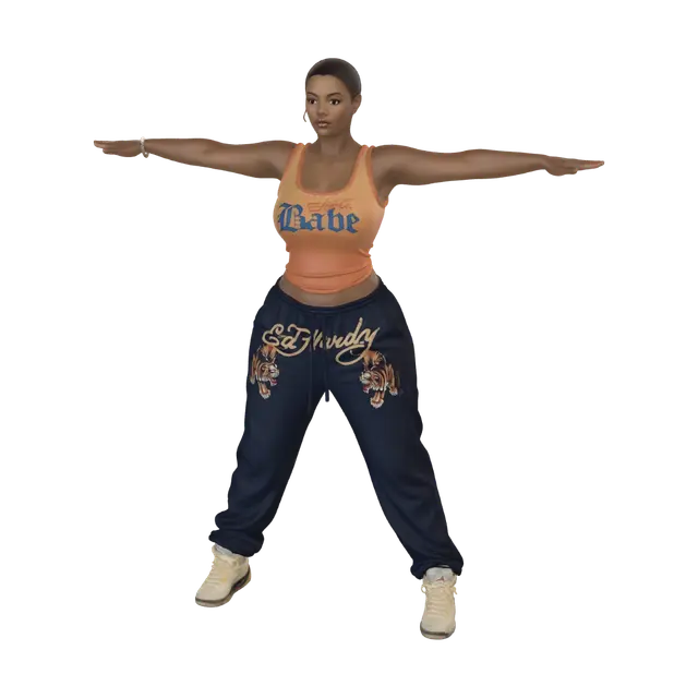 Modello 3D T-pose the upperbody, A-pose the lower body. Give character buzzcut/short hairstyle.…, generato dall’IA