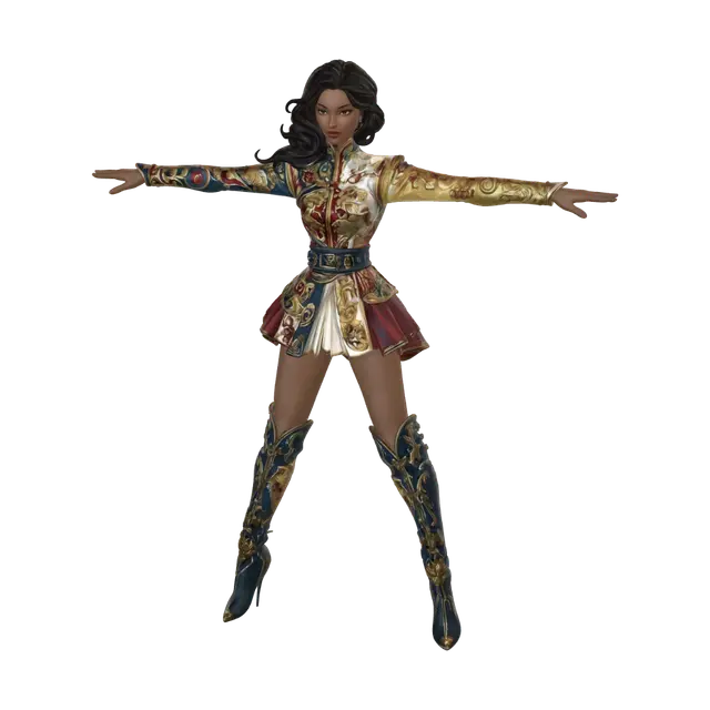 3D model for T-pose the lower body. A-pose the upper body
