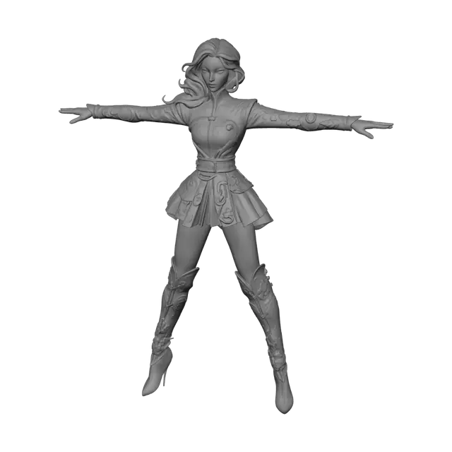 3D model for T-pose the lower body. A-pose the upper body