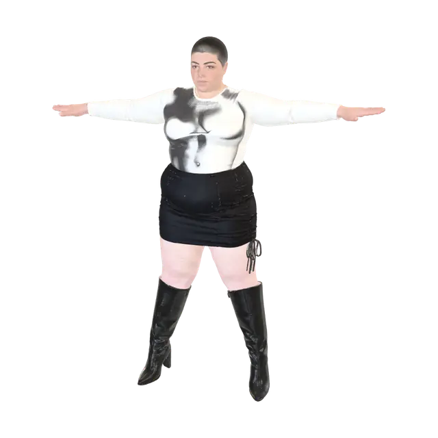 T-pose the upperbody. A-pose the lower body. Give character buzzcut/short… - Baldish 3D model, vytvořený pomocí AI