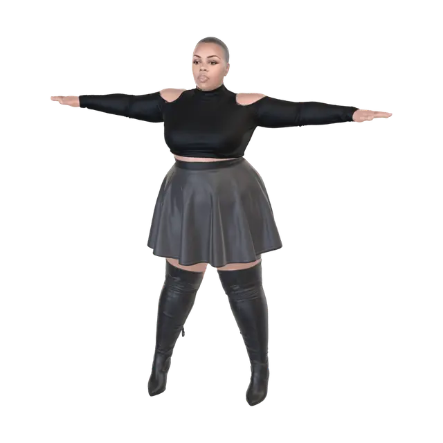 T-pose the upperbody. A-pose the lower body. Give character buzzcut/short… - Baldish 3D model, vytvořený pomocí AI