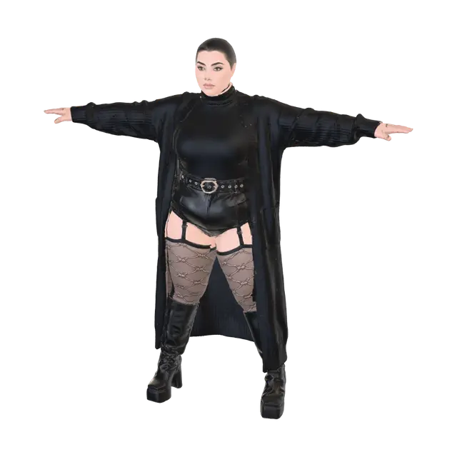 T-pose the upperbody. A-pose the lower body. Give character buzzcut/short… - Baldish 3D model, vytvořený pomocí AI