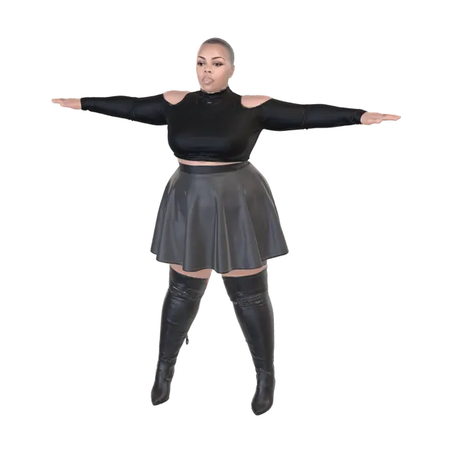 T-pose the upperbody. A-pose the lower body. Give character buzzcut/short… - Baldish 3D model, vytvořený pomocí AI