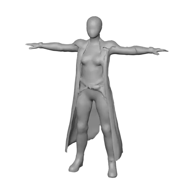 3D model for T-pose the upperbody. A-pose the lower body. Give character buzzcut/short hairstyle. Remove jewelry and earrings.
